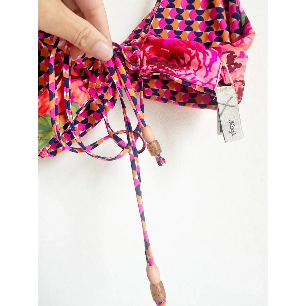 Maaji Girls S Reversible Swimsuit Pink Floral Geometric